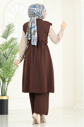 moda selvim طقم بني 3017BLU797 - Thumbnail