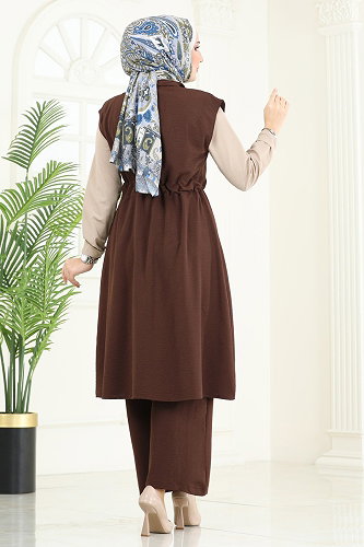 moda selvim طقم بني 3017BLU797 - Thumbnail