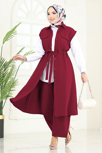 moda selvim Combined 3017BLU797 Burgundy - Thumbnail