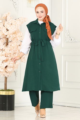 moda selvim طقم زيتي 3017BLU797 - Thumbnail