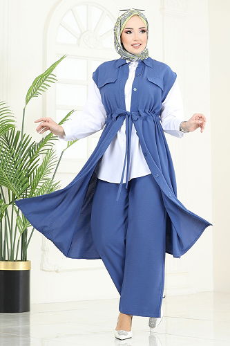 moda selvim طقم ازرق 3017BLU797 - Thumbnail