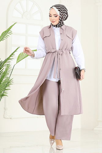 moda selvim طقم بيج 3017BLU797 - Thumbnail