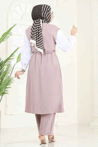 moda selvim طقم بيج 3017BLU797 - Thumbnail