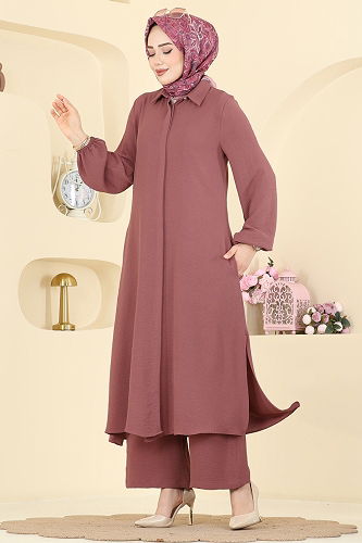 moda selvim طقم وردي غامق 3031SMD1186 - Thumbnail