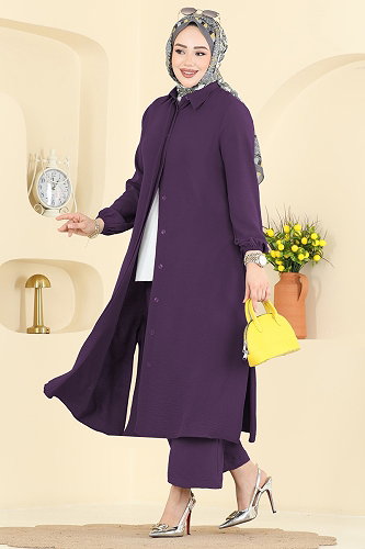 moda selvim طقم أرجواني 3031SMD1186 - Thumbnail