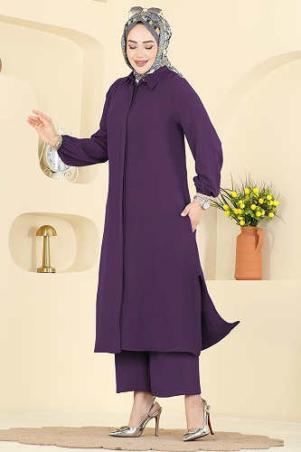 moda selvim طقم أرجواني 3031SMD1186 - Thumbnail