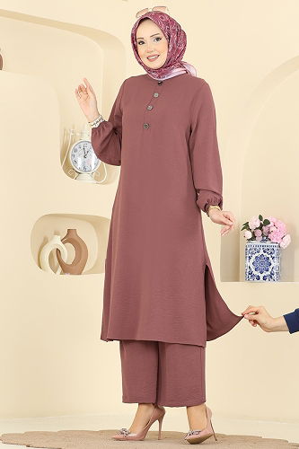 moda selvim طقم وردي غامق 3032SMD1186 - Thumbnail