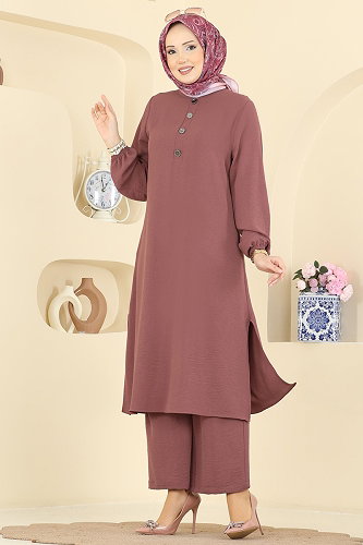 moda selvim طقم وردي غامق 3032SMD1186 - Thumbnail