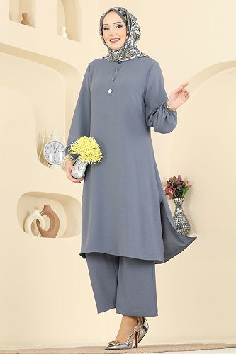 moda selvim طقم رمادي 3032SMD1186 - Thumbnail