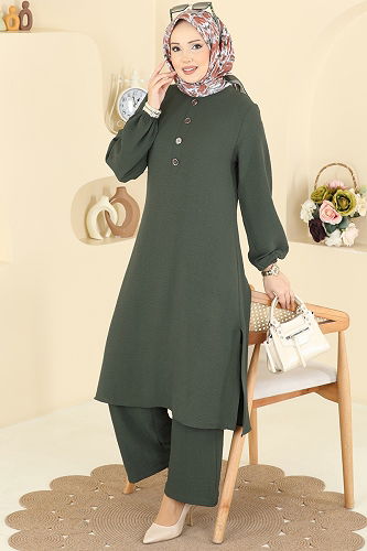 moda selvim طقم اخضر عفني 3032SMD1186 - Thumbnail