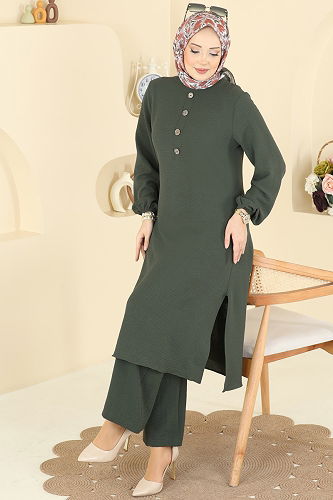 moda selvim طقم اخضر عفني 3032SMD1186 - Thumbnail