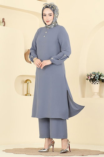 moda selvim طقم رمادي 3034SMD1186 - Thumbnail