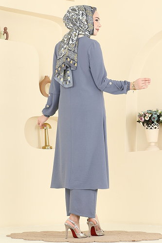 moda selvim طقم رمادي 3034SMD1186 - Thumbnail