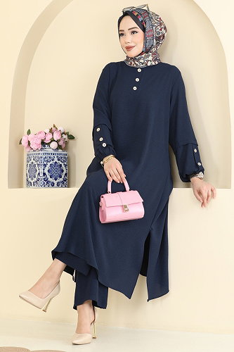 moda selvim طقم كحلي 3034SMD1186 - Thumbnail