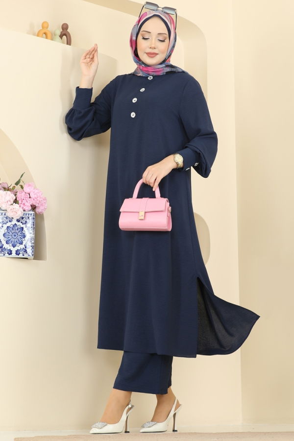 Modaselvim Hijab Combinations Combined 3035SMD1186 Navy Blue