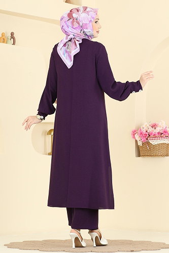 moda selvim طقم أرجواني 3035SMD1186 - Thumbnail