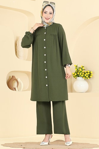 moda selvim طقم اخضر عفني 3039SMD1186 - Thumbnail