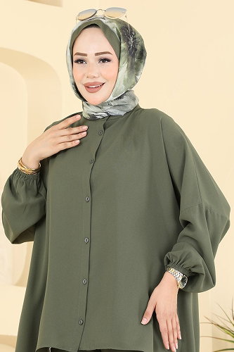 moda selvim طقم اخضر عفني 3041SMD1186 - Thumbnail