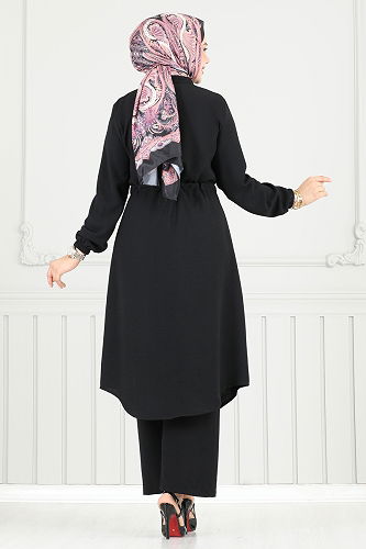 moda selvim طقم أسود 3053KTR750 - Thumbnail