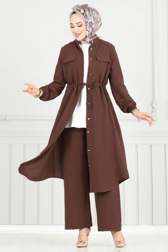 moda selvim طقم بني 3053KTR750 - Thumbnail