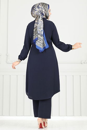 moda selvim طقم كحلي 3053KTR750 - Thumbnail