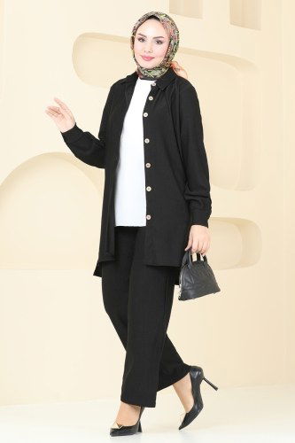 moda selvim طقم أسود 3059HBS856 - Thumbnail