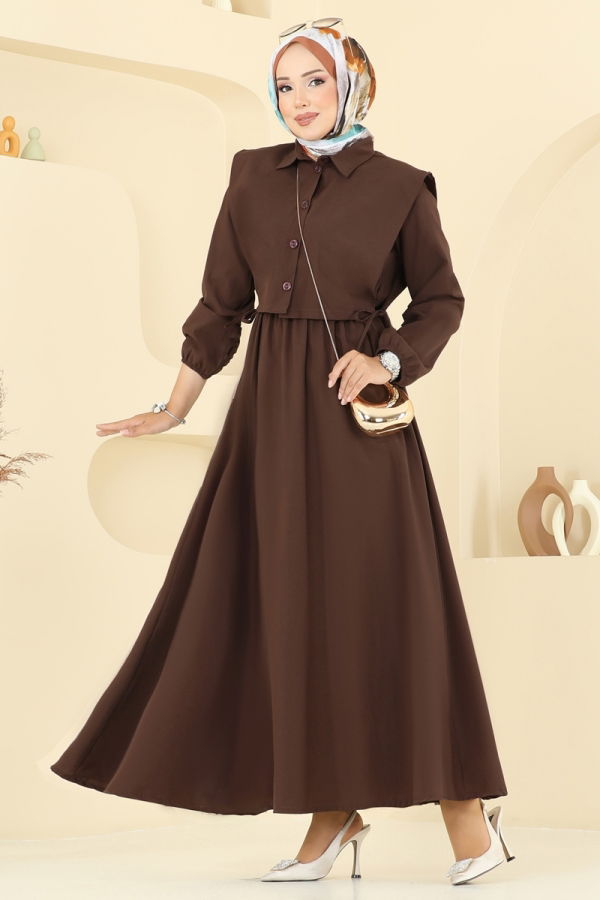 Modaselvim Hijab Combinations Combined 3059KTR750 Brown