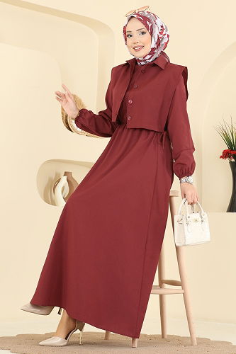 moda selvim طقم خمري 3059KTR750 - Thumbnail