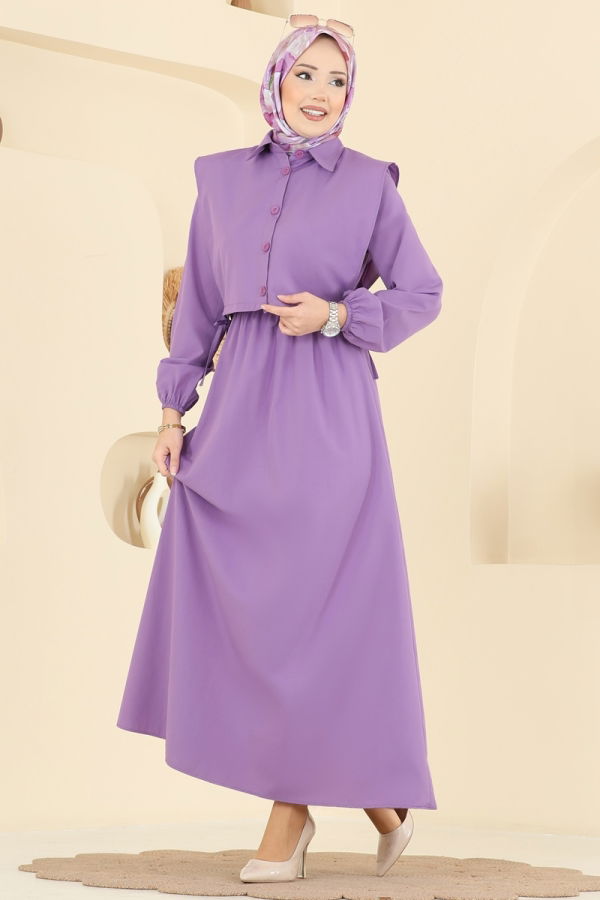 Modaselvim Hijab Combinations Combined 3059KTR750 Dark Lilac