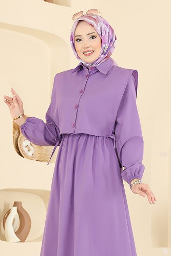 moda selvim طقم ليلكي غامق 3059KTR750 - Thumbnail