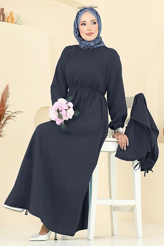moda selvim طقم كحلي غامق 3059KTR750 - Thumbnail