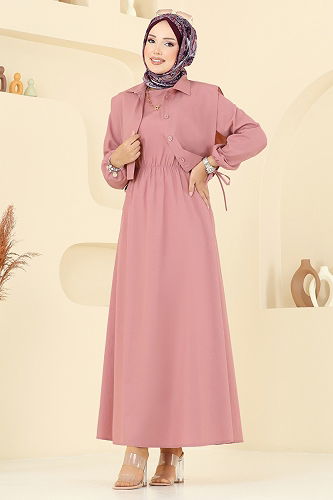 moda selvim طقم وردي فاتح 3059KTR750 - Thumbnail