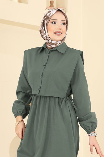 moda selvim طقم أخضر عفني 3059KTR750 - Thumbnail