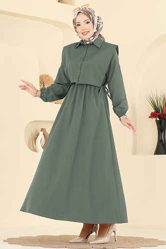 moda selvim طقم أخضر عفني 3059KTR750 - Thumbnail