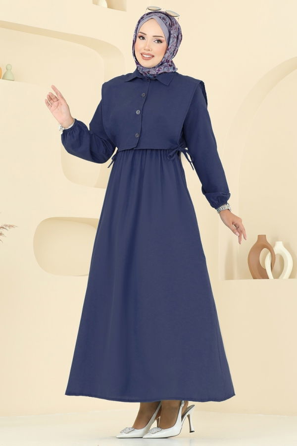 Modaselvim Hijab Combinations Combined 3059KTR750 Navy Blue