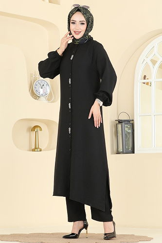 moda selvim طقم أسود 3066HBS856 - Thumbnail