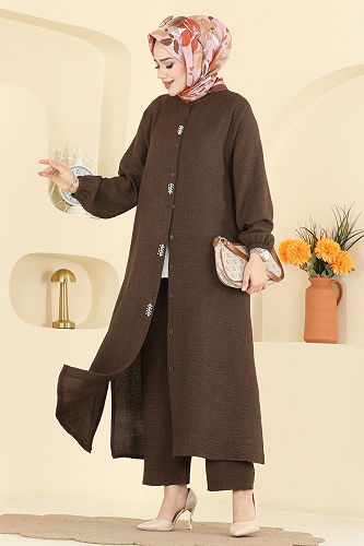 moda selvim طقم بني 3066HBS856 - Thumbnail