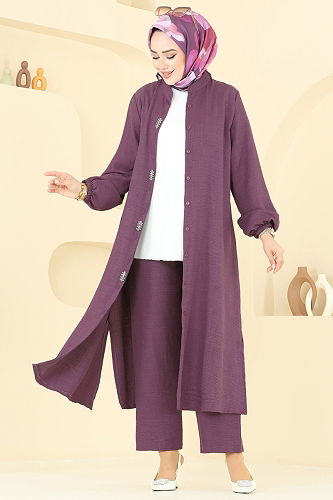 moda selvim طقم وردي غامق 3066HBS856 - Thumbnail