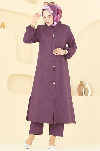 moda selvim طقم وردي غامق 3066HBS856 - Thumbnail