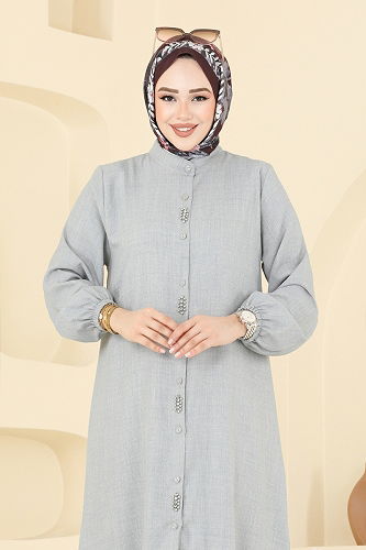 moda selvim طقم رمادي فاتح 3066HBS856 - Thumbnail