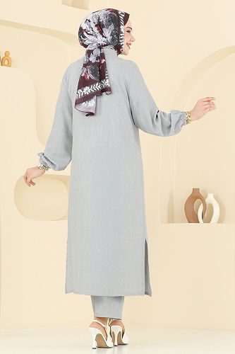 moda selvim طقم رمادي فاتح 3066HBS856 - Thumbnail