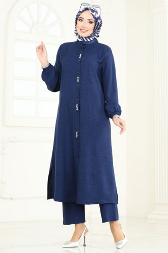 moda selvim طقم كحلي 3066HBS856 - Thumbnail