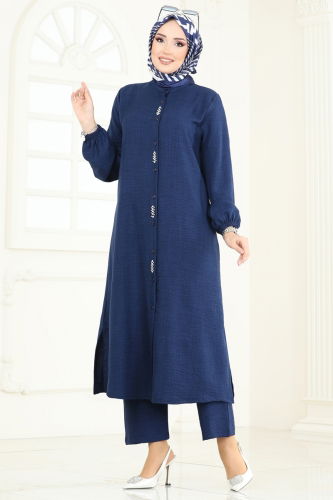 moda selvim طقم كحلي 3066HBS856 - Thumbnail