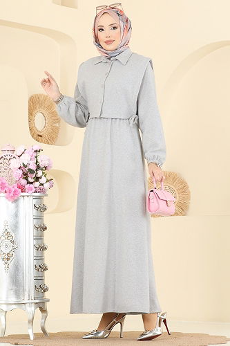 moda selvim طقم رمادي 3066KTR750 - Thumbnail