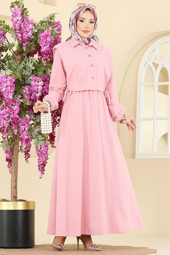 moda selvim طقم وردي فاتح 3066KTR750 - Thumbnail