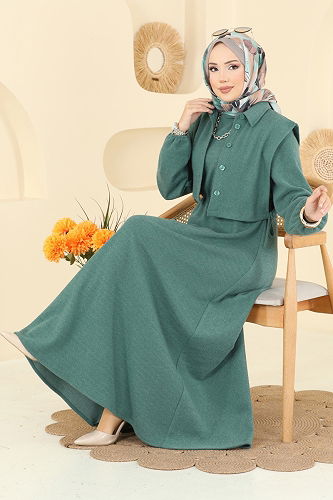 moda selvim طقم أخضر عفني 3066KTR750 - Thumbnail