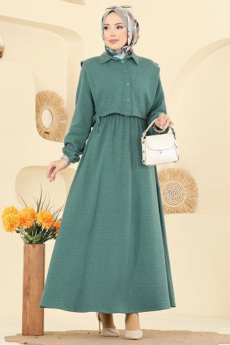 moda selvim طقم أخضر عفني 3066KTR750 - Thumbnail