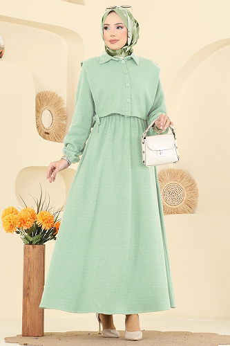 moda selvim طقم اخضر فاتح 3066KTR750 - Thumbnail