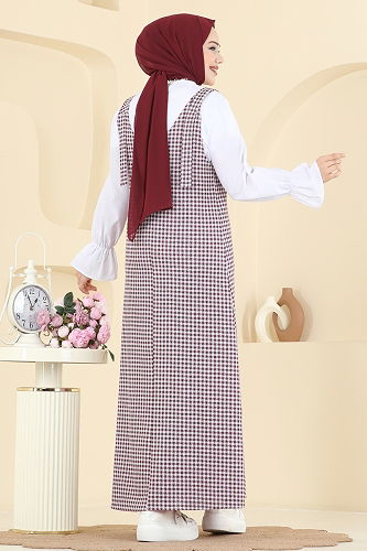 moda selvim Combined 3067KTR750 Ecru&Burgundy - Thumbnail