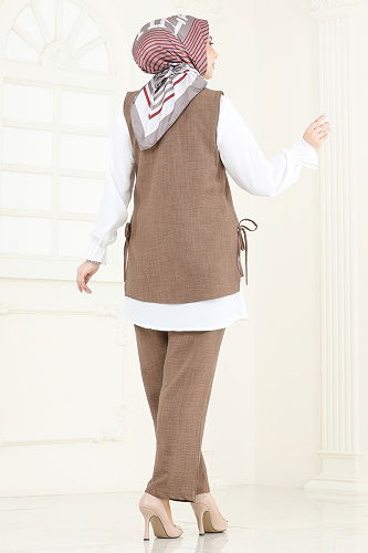 moda selvim طقم بيج غامق 3079HBS856 - Thumbnail